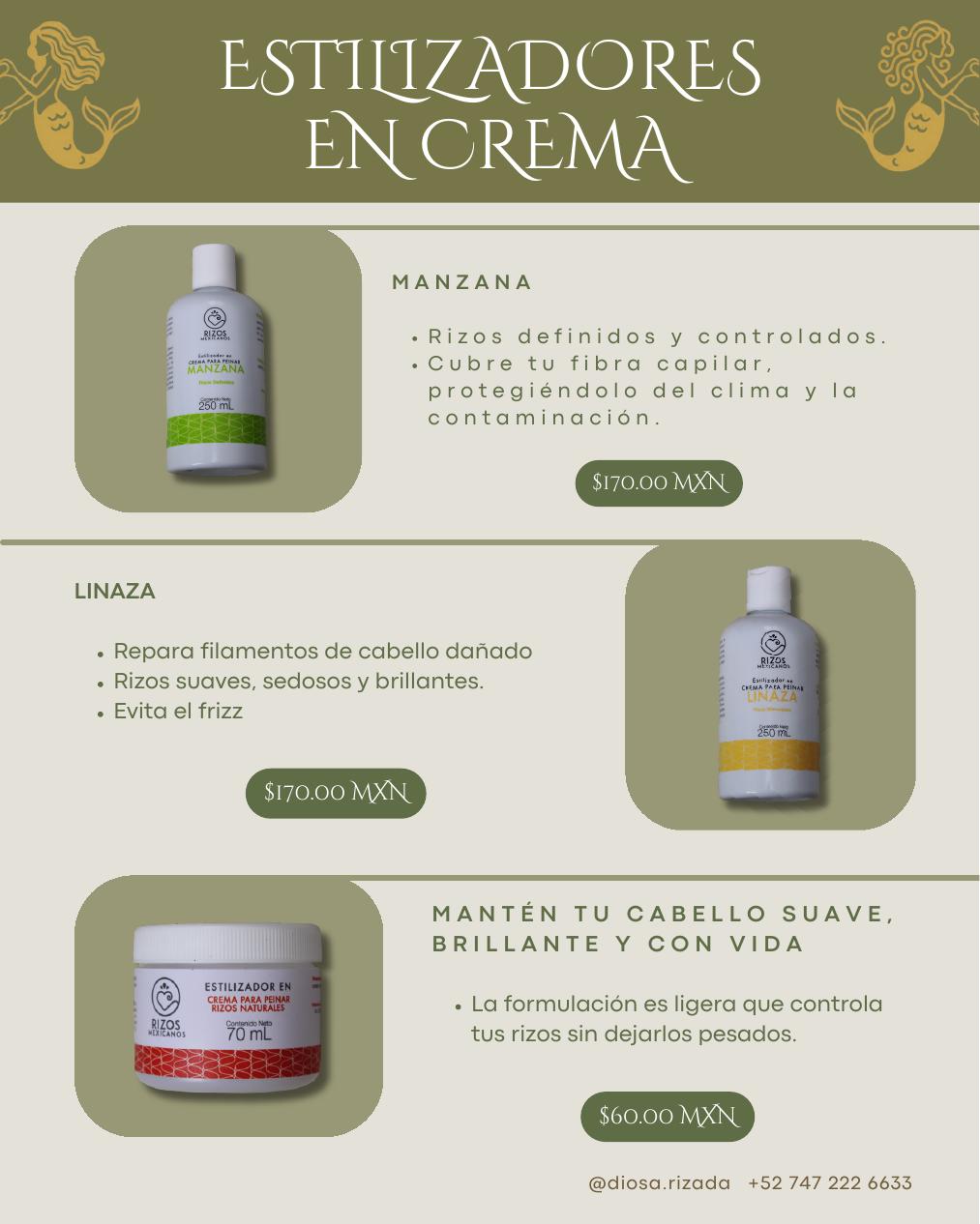 Estilizadores en crema de Rizos Mexicanos